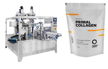 සිපර් සහිත ඩෝයි බෑගය සඳහා ස්වයංක්‍රීය කුඩු ඇසුරුම් යන්ත්‍රය